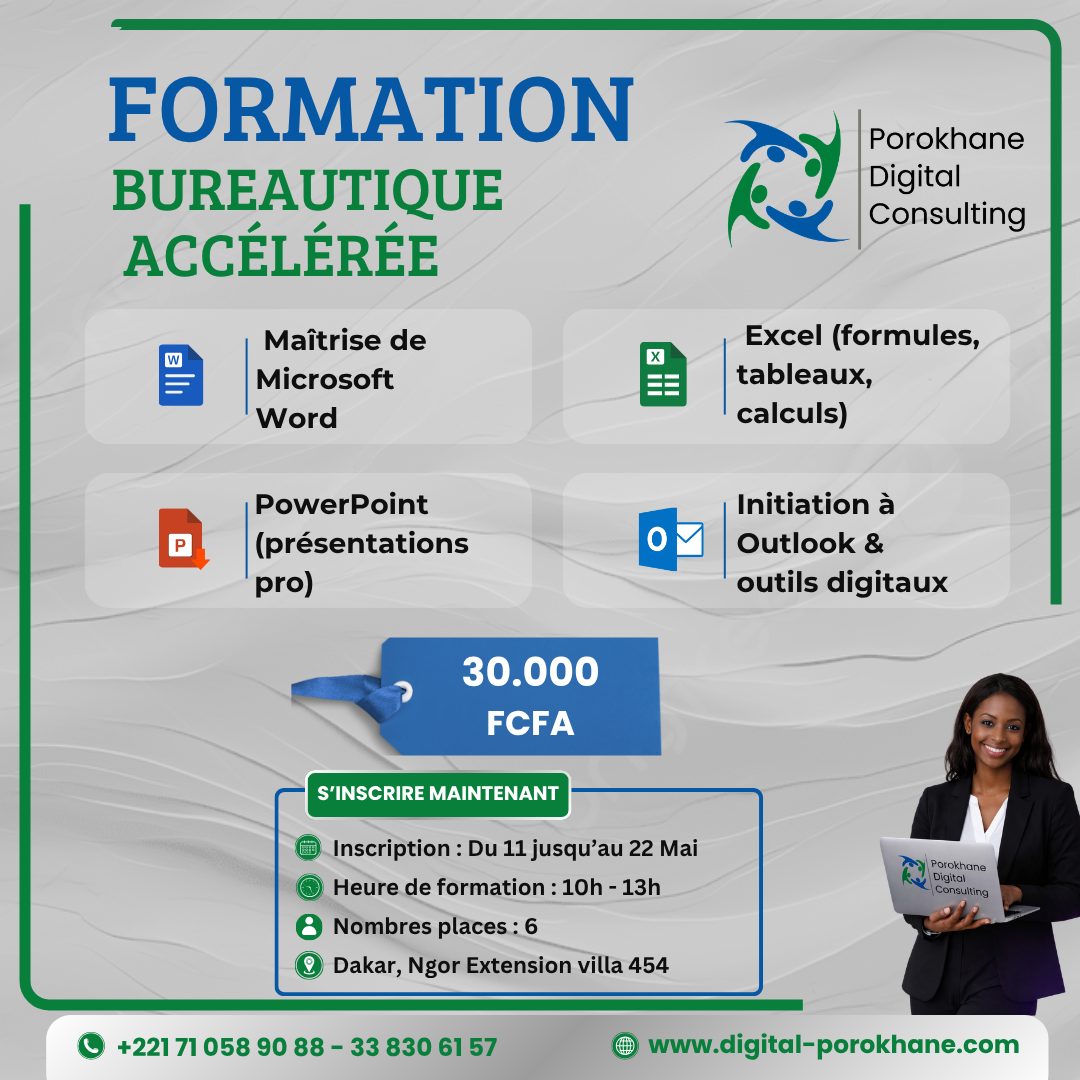 Formation Bureautique - Porokhane Digital Consulting